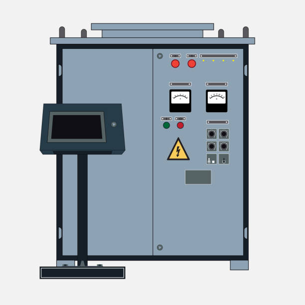 ilustrações, clipart, desenhos animados e ícones de rectificadores para equipamento de segurança - electricity control panel electricity substation transformer