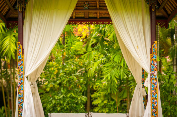 istock Daybed in a tropical garden in Bali 923710282