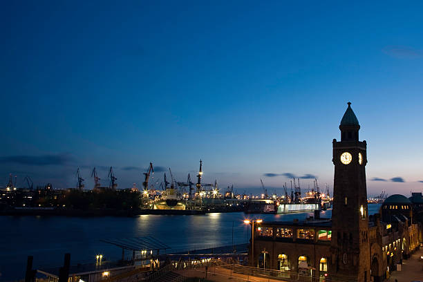 Hamburg in the evening stock photo