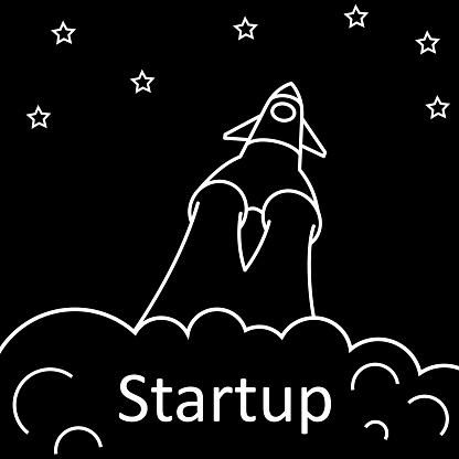 Startup Rocket concept one line – stock vector