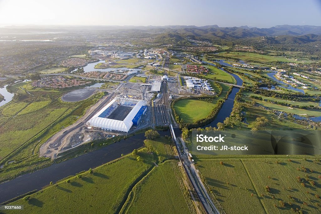 Vista aérea de estadio - Foto de stock de Planta de depuración de aguas residuales libre de derechos