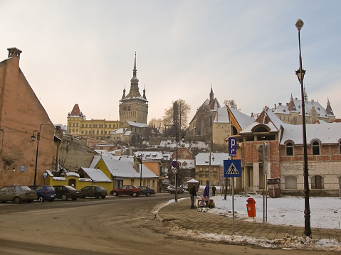 Crossroad in an medieval town from Romania called Sighisoara