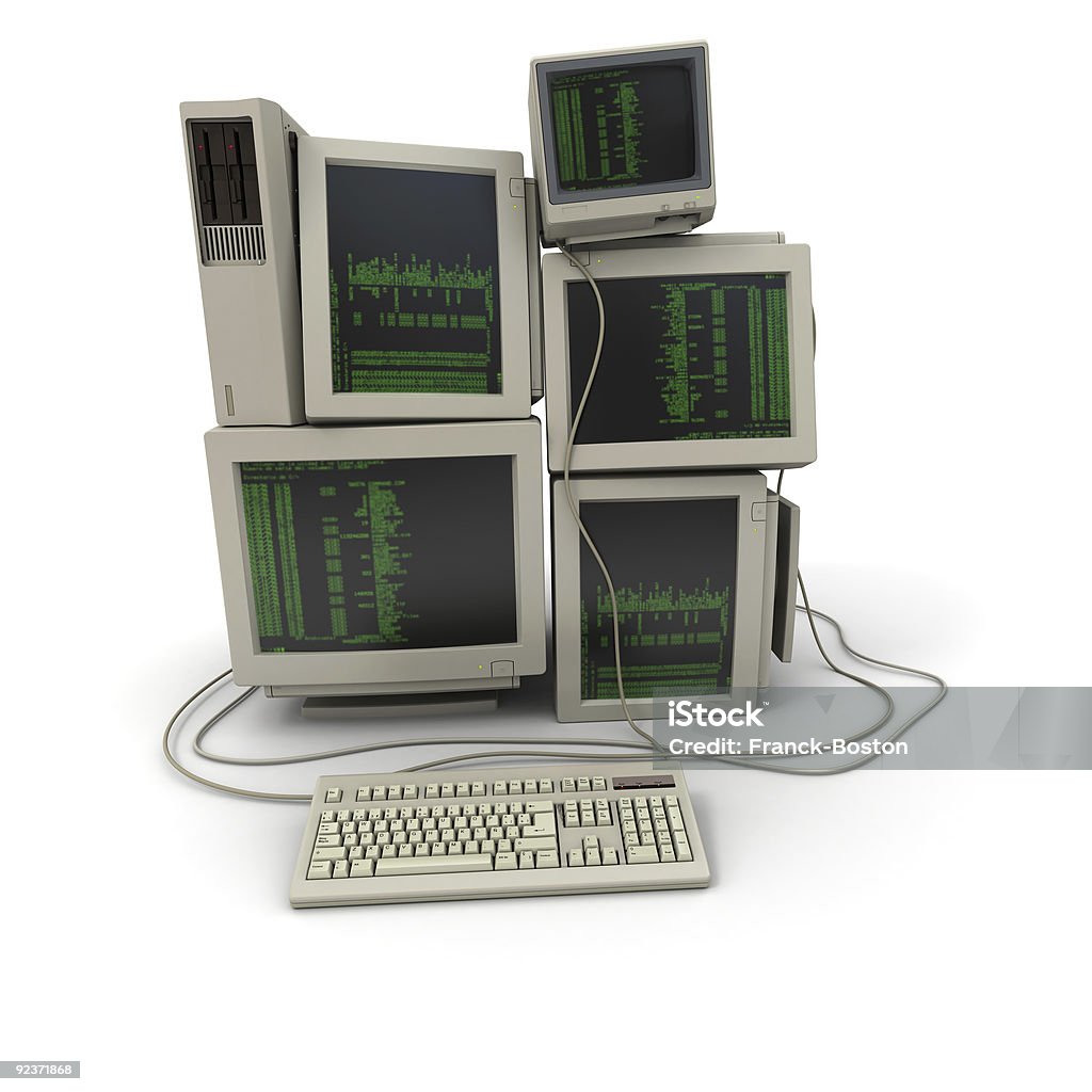 Pila de vintage ordenadores - Foto de stock de Anticuado libre de derechos
