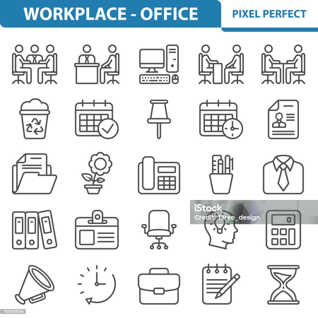 Workplace - Office Icons Professional, pixel perfect icons depicting various office, workplace and job concepts. Icon Symbol stock vector