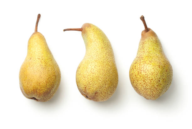 Pears Isolated on White Background Pears isolated on white background. Abate fetel pear. Top view castor bean plant photos stock pictures, royalty-free photos & images