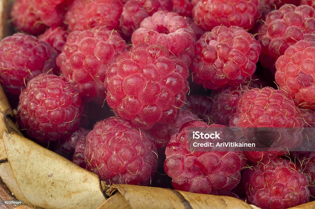 Raspberries  Basket Stock Photo