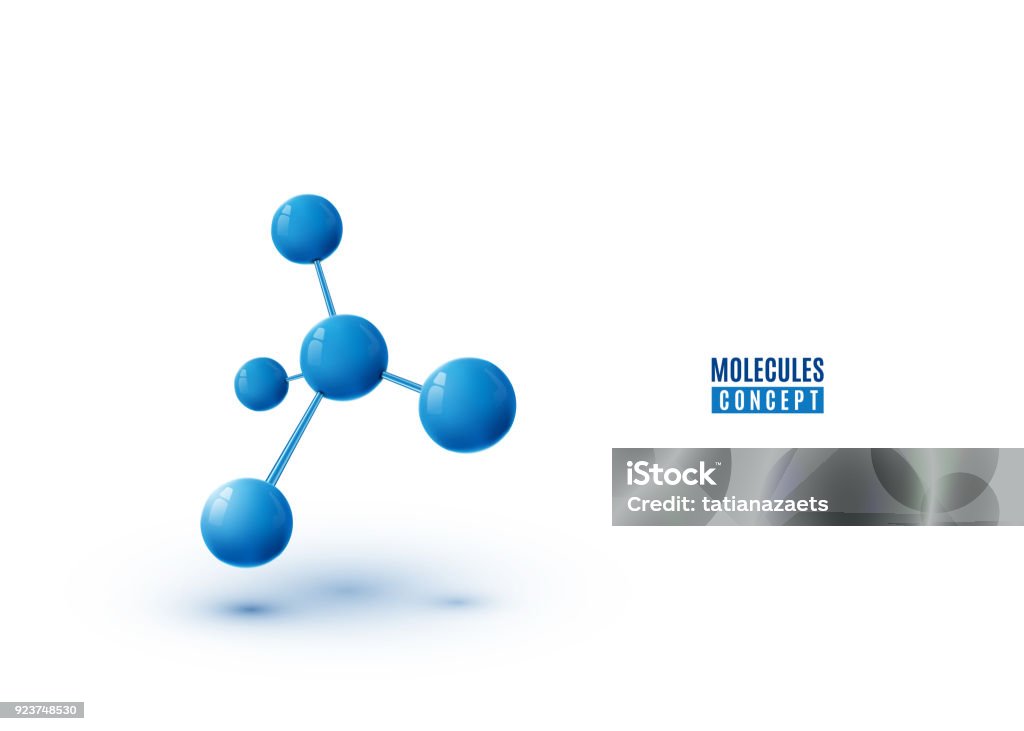 Molecule design isolated on white background. Atoms. 3d molecular structure Molecule design isolated on white background. Atoms. 3d molecular structure with blue connected spherical particles. Vector illustration Molecule stock vector