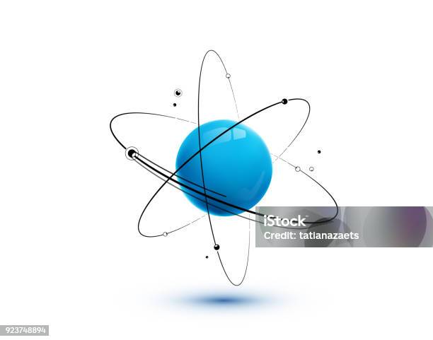 Atom With Core Orbits And Electrons Isolated On White Background Stock Illustration - Download Image Now