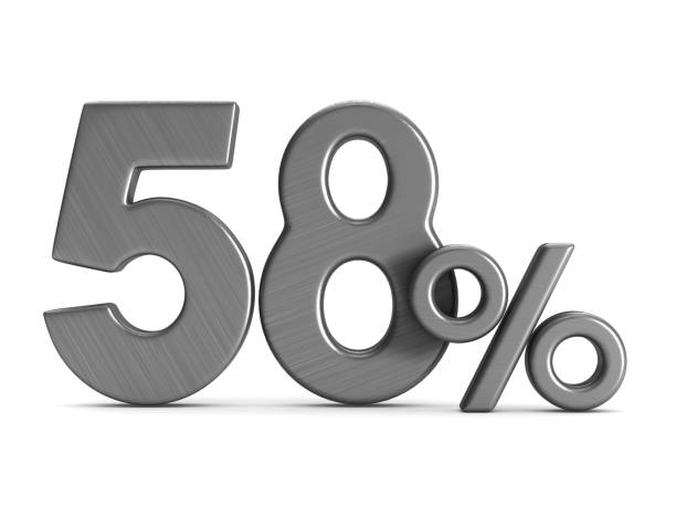istock fifty eight percent on white background. Isolated 3D illustration 923748988