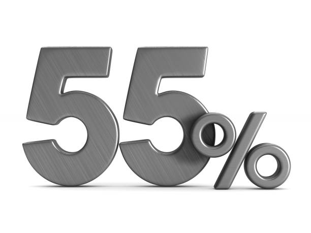 istock fifty five percent on white background. Isolated 3D illustration 923748990