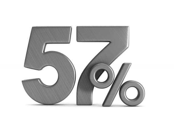 istock fifty seven percent on white background. Isolated 3D illustration 923748994