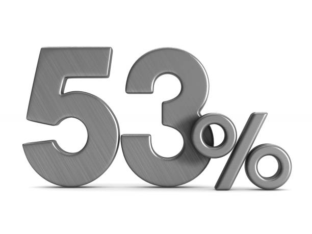 istock fifty three percent on white background. Isolated 3D illustration 923748996