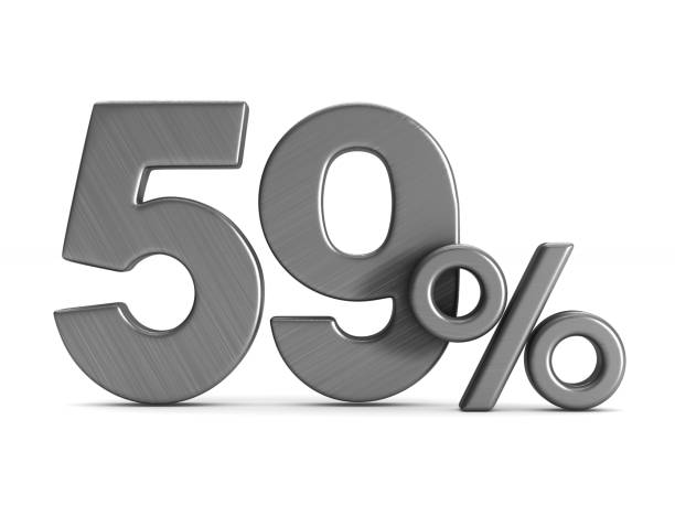 istock fifty nine percent on white background. Isolated 3D illustration 923748998