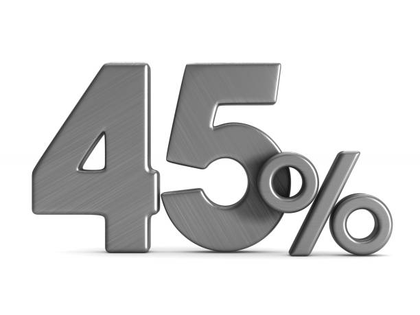 istock forty five percent on white background. Isolated 3D illustration 923749004