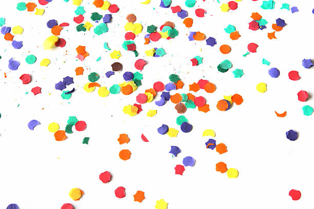 istock Colorful confetti spread out on a white background 92375068