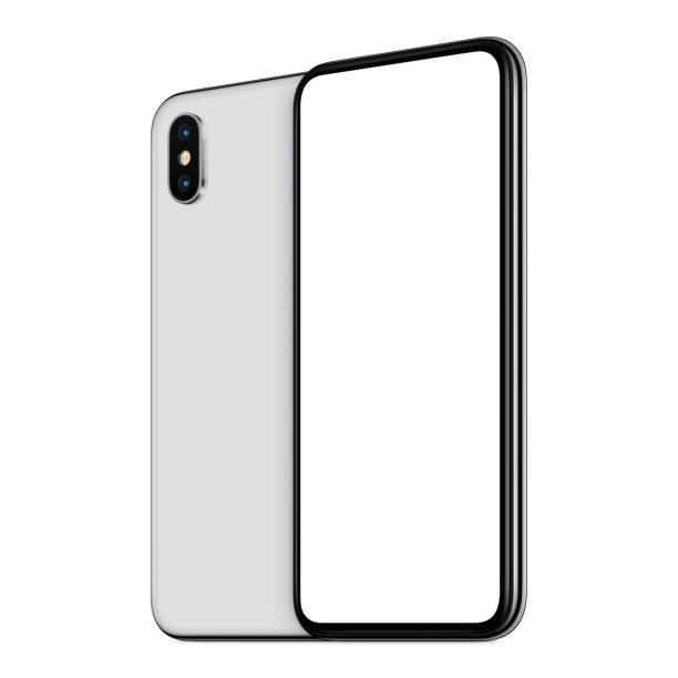 istock White rotated smartphones mockup front and back sides one above the other isolated on white background 923751822