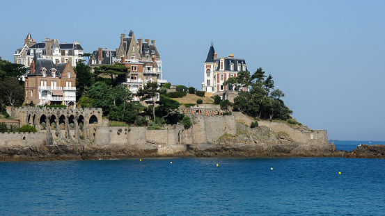 Old houses near the sea in Dinard, Brittany France