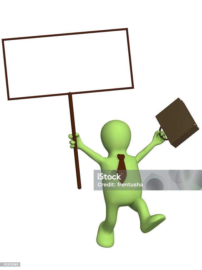 Happy businessman with the poster in a hand  Supported Stock Photo