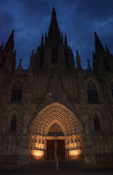 istock Barcelona Cathedral located in Gothic Quarter at night 923754066