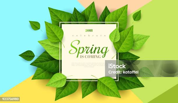 Spring Background With Green Leaves Stock Illustration - Download Image Now - Springtime, Backgrounds, Leaf