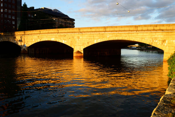 The Long Bridge in Helsinki at sunset, Finland