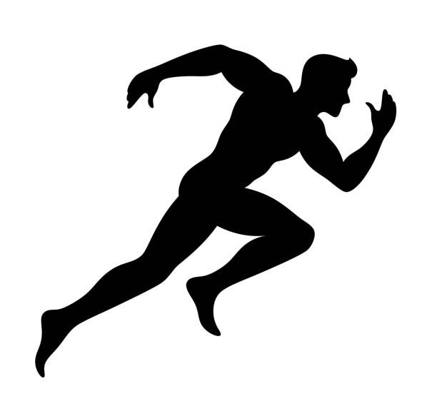 Black runner Black runner on a white background sprint stock illustrations