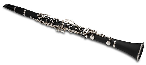 istock Isolated black clarinet with silver details 92375771