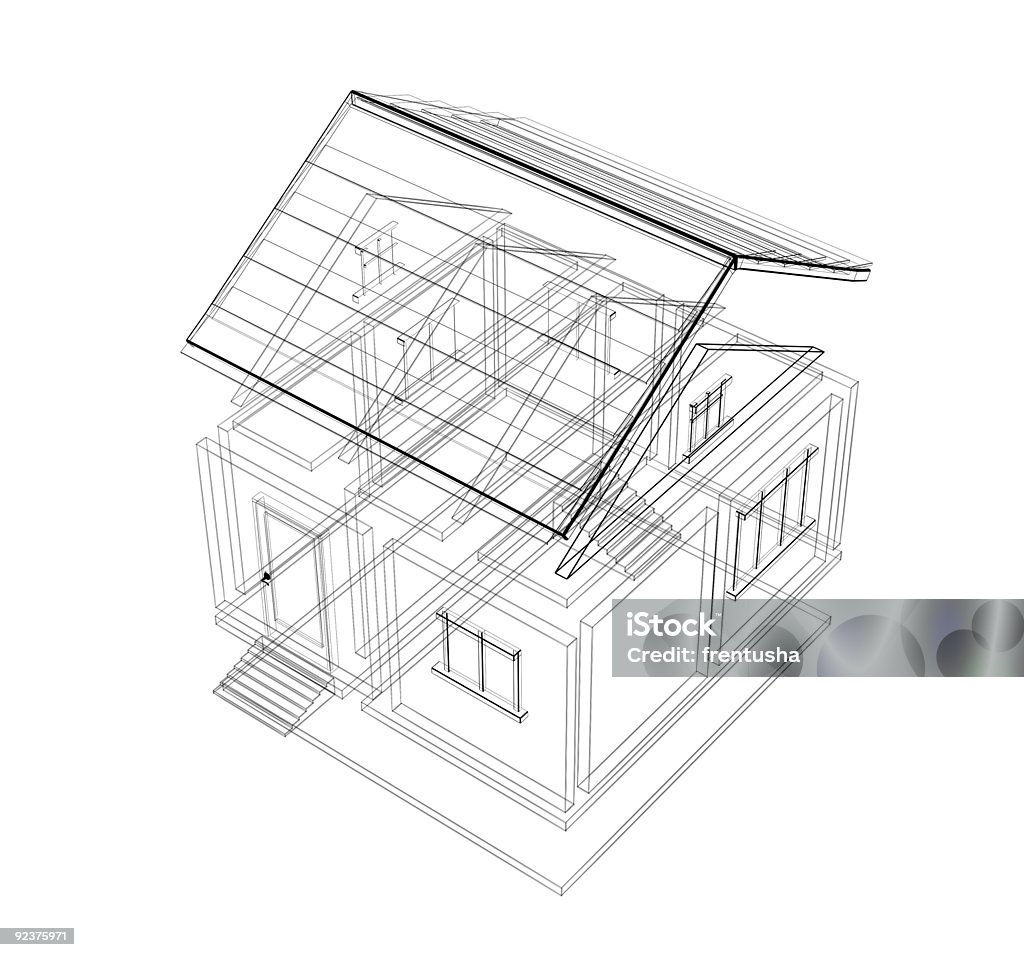 3 d desenho de uma casa - Foto de stock de Aprimoramento royalty-free