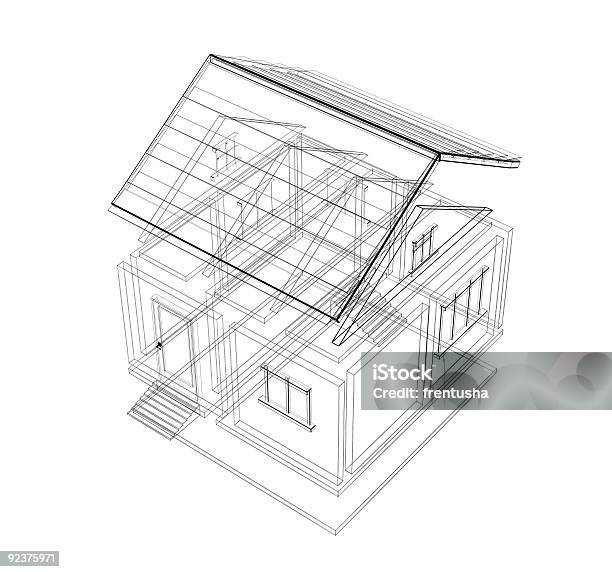 3 D Sketch Of A House — стоковые фотографии и другие картинки Архитектура - Архитектура, Без людей, Белый