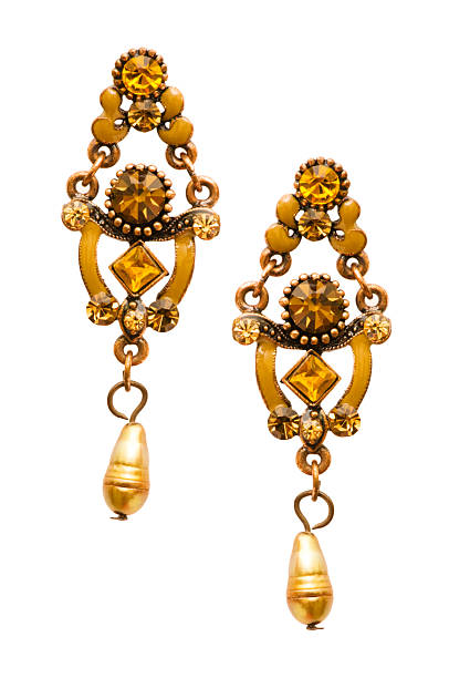 istock Pair of earrings isolated on the white background 92375994