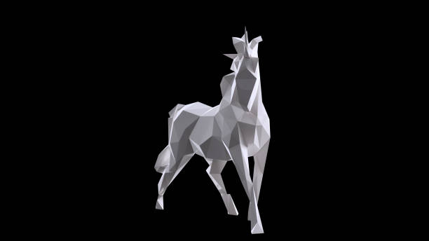 istock White Unicorn made out of triangles 923760664