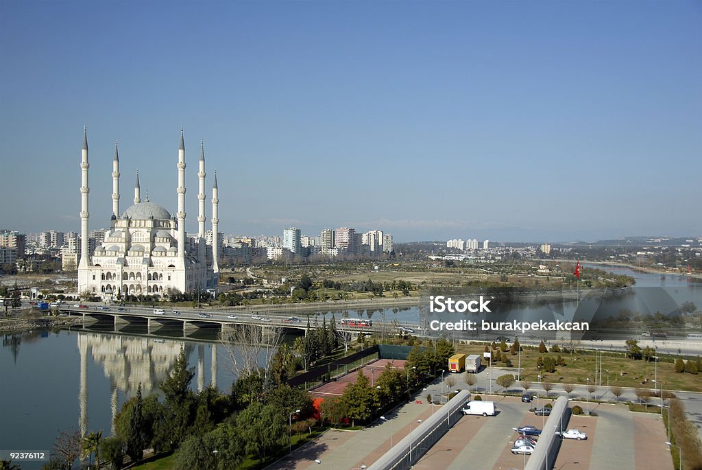 Sabancı Merkez Moschee, Adana, Turkey - Lizenzfrei Ansicht aus erhöhter Perspektive Stock-Foto