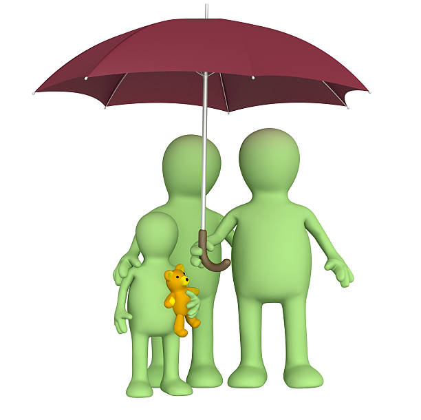 istock Happy family with umbrella 92376113
