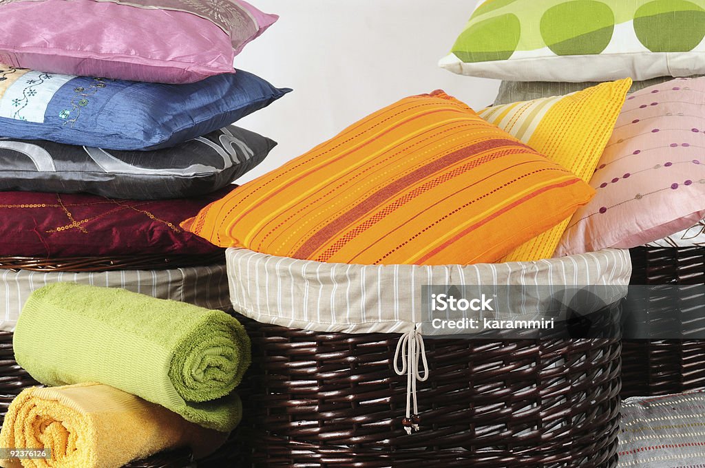 Travesseiros de cestas. - Foto de stock de Algodão - Material Têxtil royalty-free
