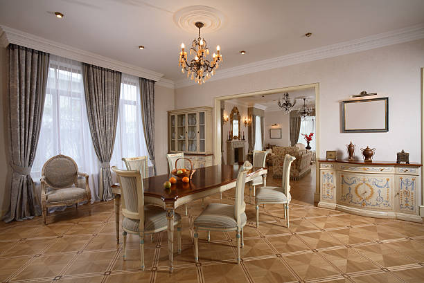istock Upper echelon dining area with neutral design colors 92376309