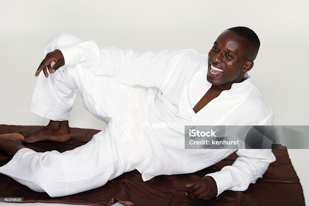 Casual Reclining Man  African-American Ethnicity Stock Photo