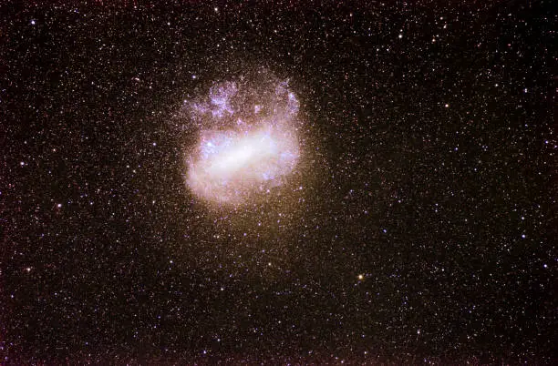 Astronomical photograph of the Large Magellan cloud, taken from the Earth with large exposition