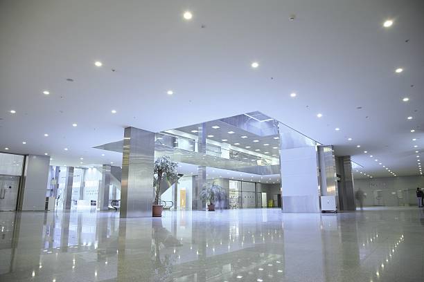 An empty, modern business center stock photo