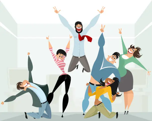 Vector illustration of Happy people in office
