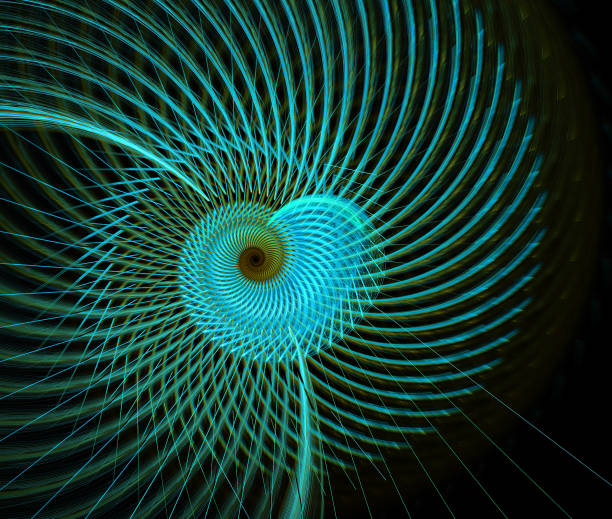 istock Abstract illustration of a fractal spiral pattern on black background 923772928