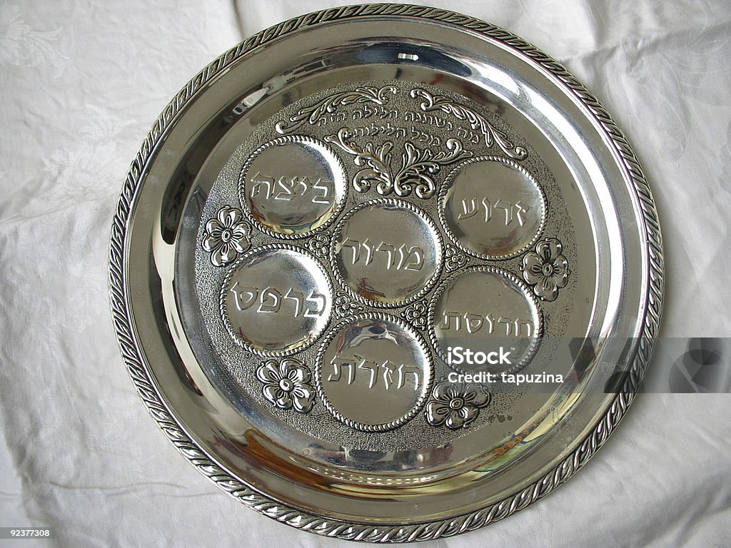 Silver Passover Seder plate Seder plate Plate Stock Photo