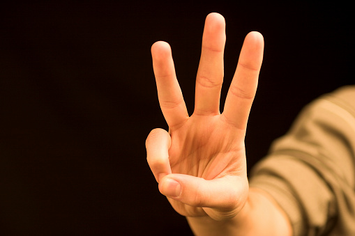 number one finger sign in Natural Background