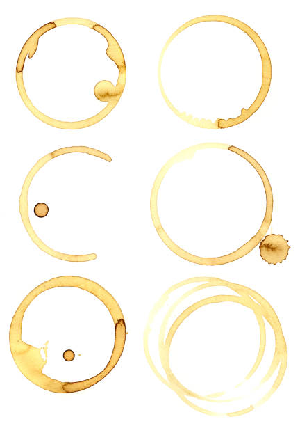 istock Set of six circular coffee mug stains isolated on white 92377815