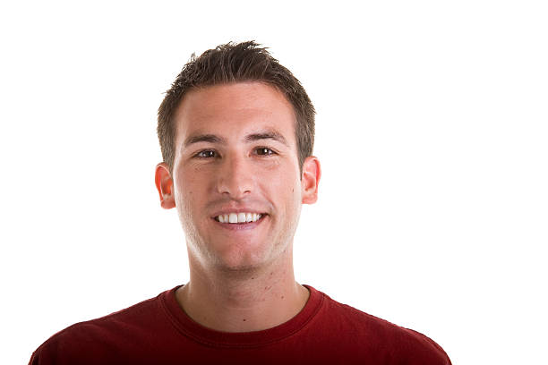 istock Young Man in Red Shirt Smiling 92378185