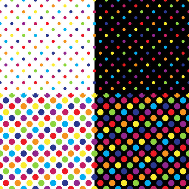 Four different seamless colorful polka dot patterns vector art illustration