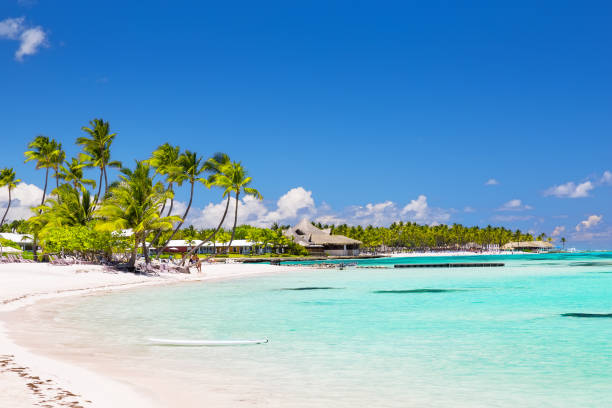 Beautiful white sandy beach in Cap Cana, Dominican Republic