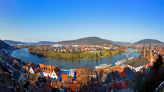 panoramic view of Miltenberg with river Main in Bavaria