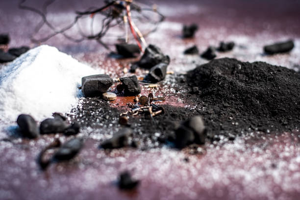 istock Close of ingredient or mixture of Earthing system or Grounding system i.e Coal,coal powder,salt,sodium chloride,and wires. 923810214