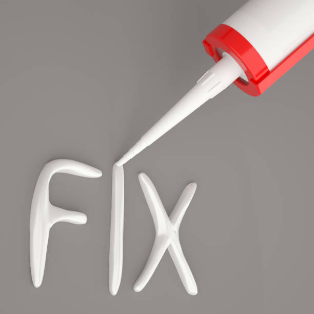 Visualization of silicone glue gun, writen word FIX