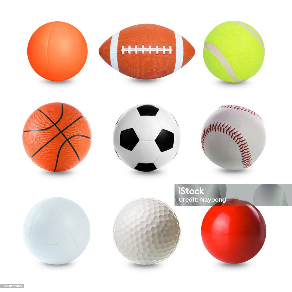 Satz von Sportbälle auf weißem Hintergrund - Lizenzfrei Spielball Stock-Foto